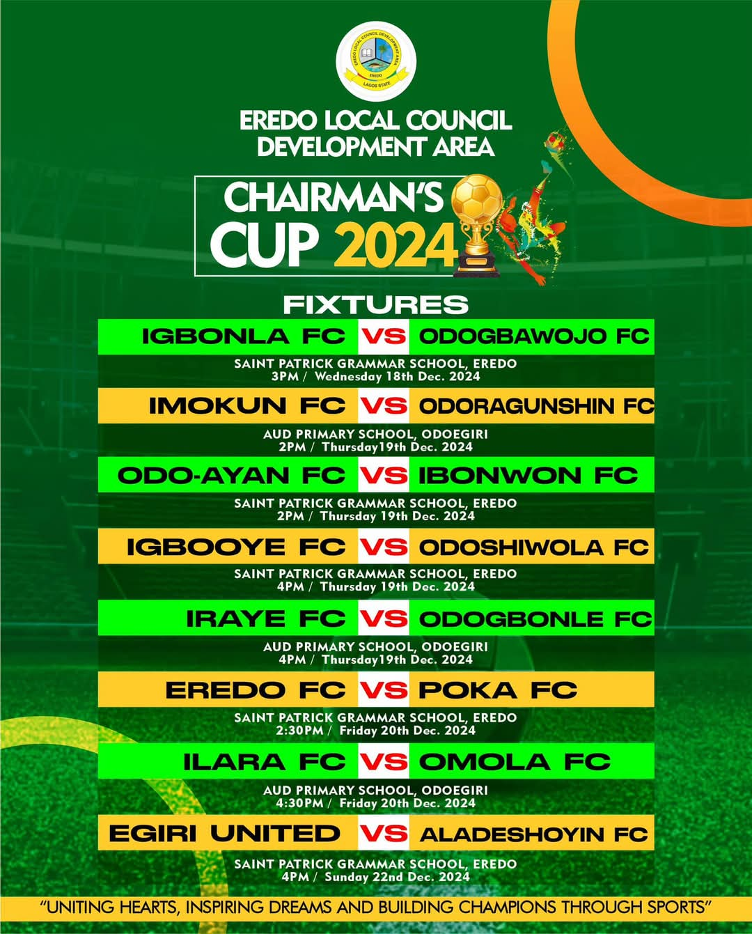 Akinloye Launches 2024 Chairman’s Cup, as 16 Teams Battle for Star Prize.