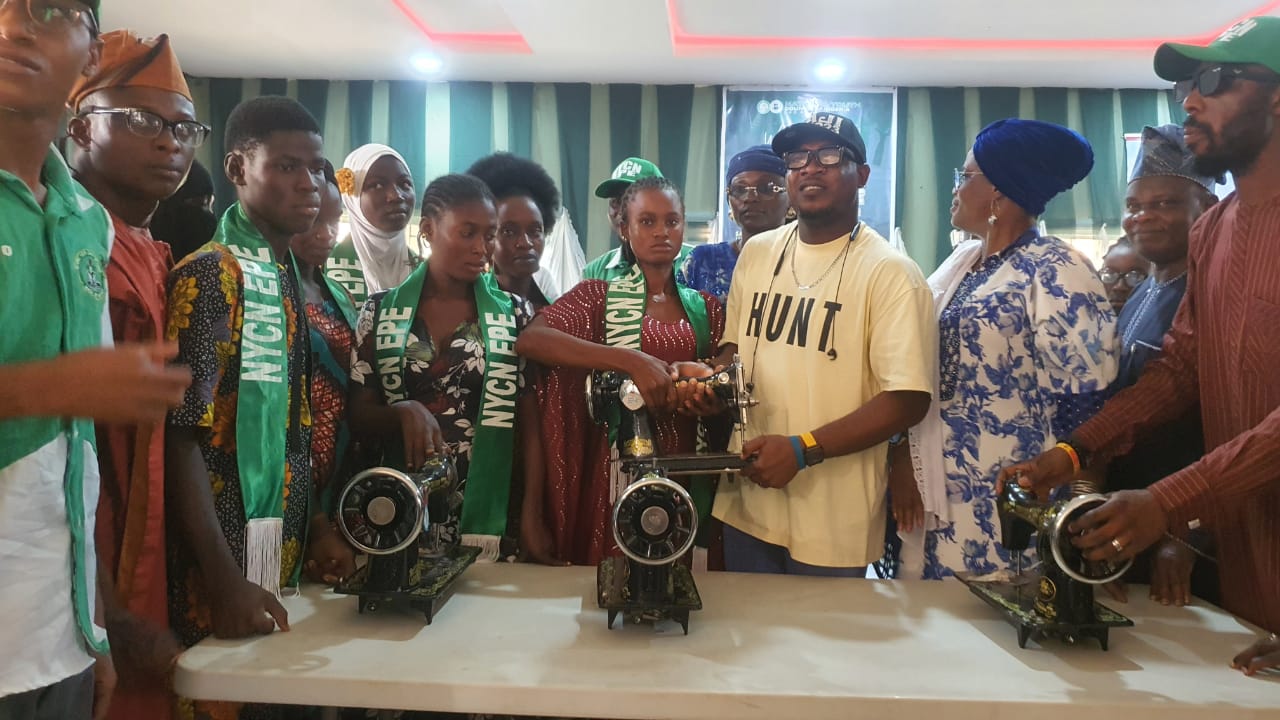 Rep. Wale Raji Empowers Youths: 20 NYCN Epe Trainees Receive Free Sewing Machines.