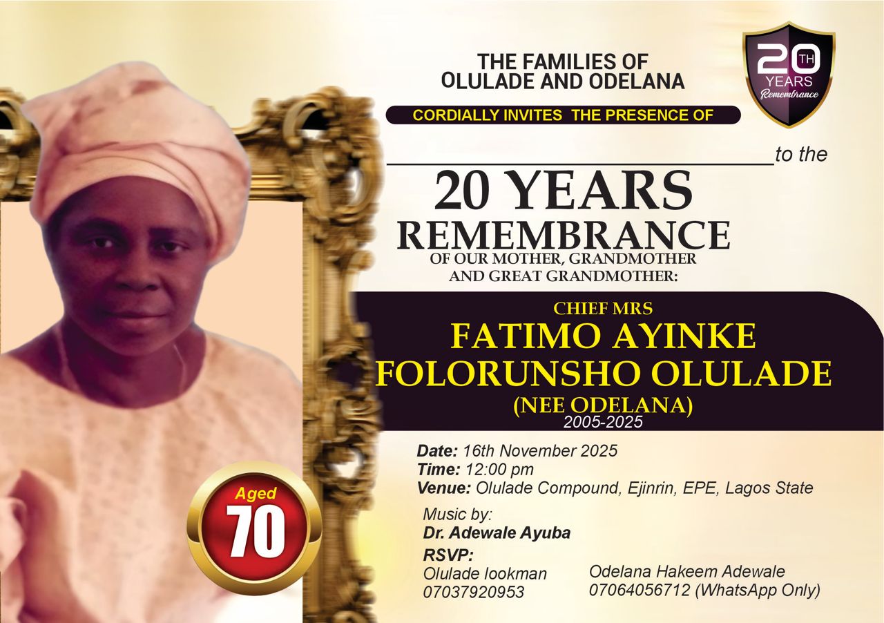 Chief Mrs. Fatimo Olulade: Two Decades After Exit, A Mother’s Light Still Leads the Path.